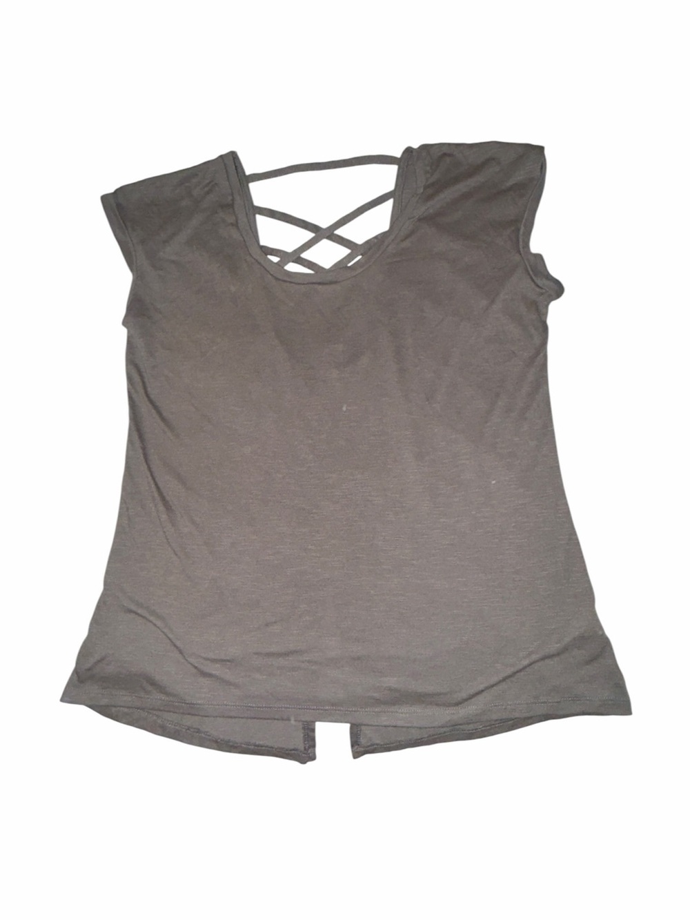 Marika Gray Crisscross Back Short Sleeve Top (006)